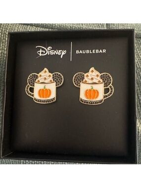 Disney x Baublebar Pumpkin Spice Latte Mickey Earrings Fall Thanksgiving NIB